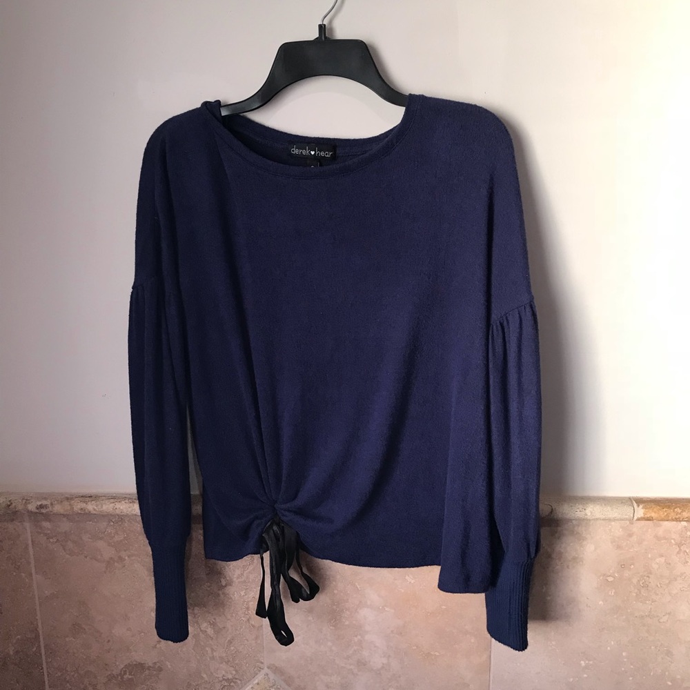 Navy Derek Heart sweater with black silk tie